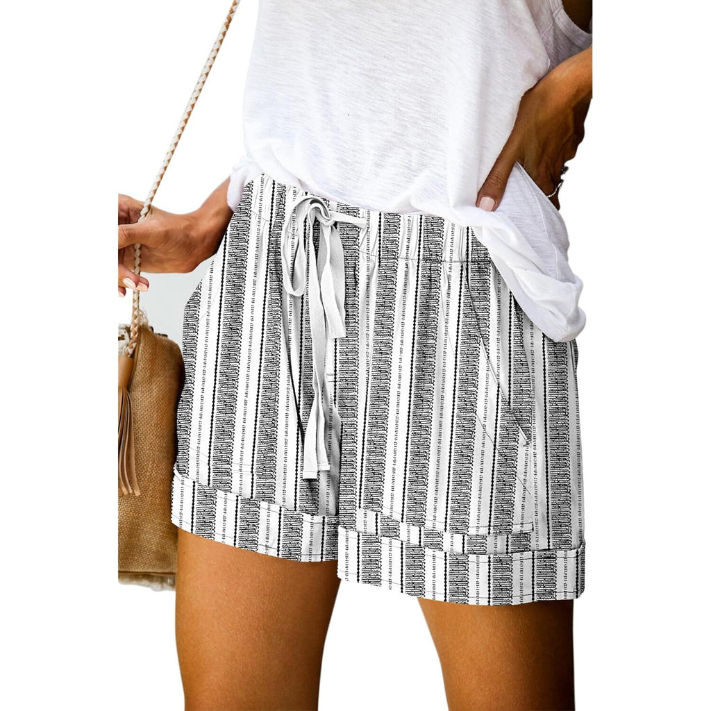 Womens Casual Drawstring Shorts Summer Elastic Waist Shorts Pocketed Pants