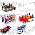 SKTEET Set of 8 Clear Plastic Storage Bins, 4 Large and 4 Small Stackable Storage Containers for Pantry Organization and Kitchen Storage Bins,Home Edit and Cabinet Organizers