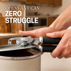 Zulay Kitchen Heavy Duty Stainless Steel Can Opener Manual With Bottle Opener - Rust Proof Manual Can Opener With Turn Knob & Comfy Soft Grip Handles - Black