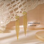 Gold Earrings for Women, 14K Gold Plated Tassel Dangle Earrings for Women Trendy Hypoallergenic Long Chain Earring Dainty Pearl Drop Earrings Elegant Wedding Earring Fashion Jewelry for Womens