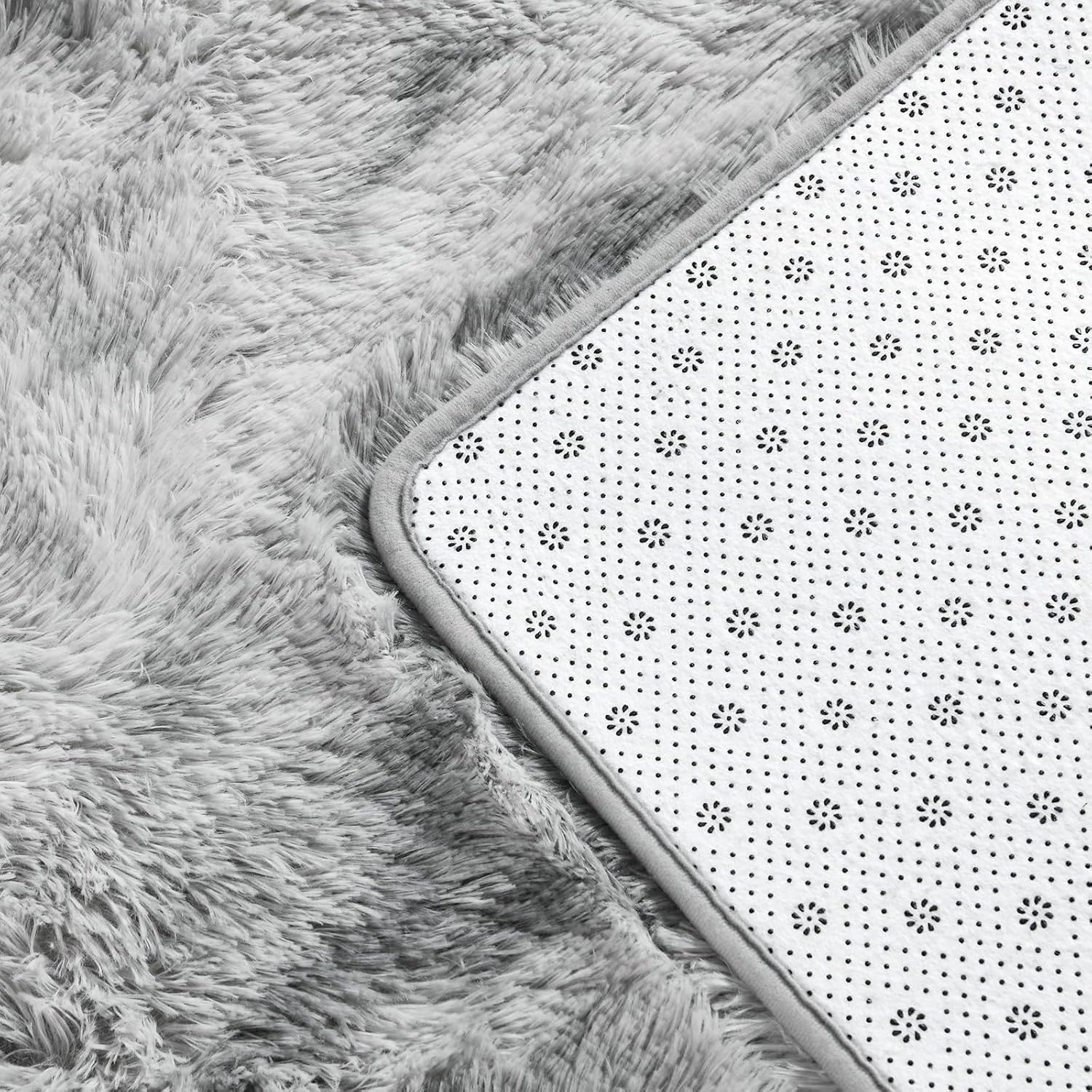 Deerhoo Large Shag Area Rugs 6 x 9, Tie-Dyed Plush Fuzzy Rug for Living Room, Ultra Soft Fluffy Furry Rugs for Bedroom, Indoor Carpet Nursery Rugs for Kids Room Home Decor, Light Grey