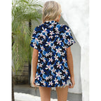 Women's Summer Hawaiian Shirts Floral Short Sleeve Button Down Shirts Hawaii Tropical Beach Tops Outfits