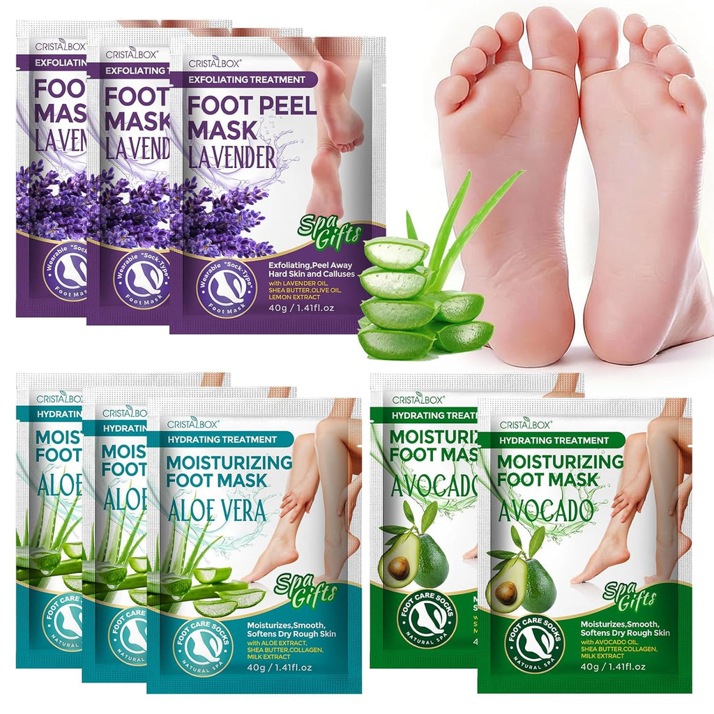 3 Pcs Foot Peeling Mask & 5 pcs Moisturizing Foot Mask ,Exfoliator Peel Off Calluses Dead Skin Callus Remover, Dry Skin Moisturizer for Soft Smooth Touch Feet,Foot Care Spa Peeling Gifts for Women Men