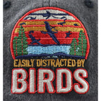 Easily Distracted By Birds Hats For Men Women, Adjustable Cotton Embroidered Birds Watchers Baseball Cap