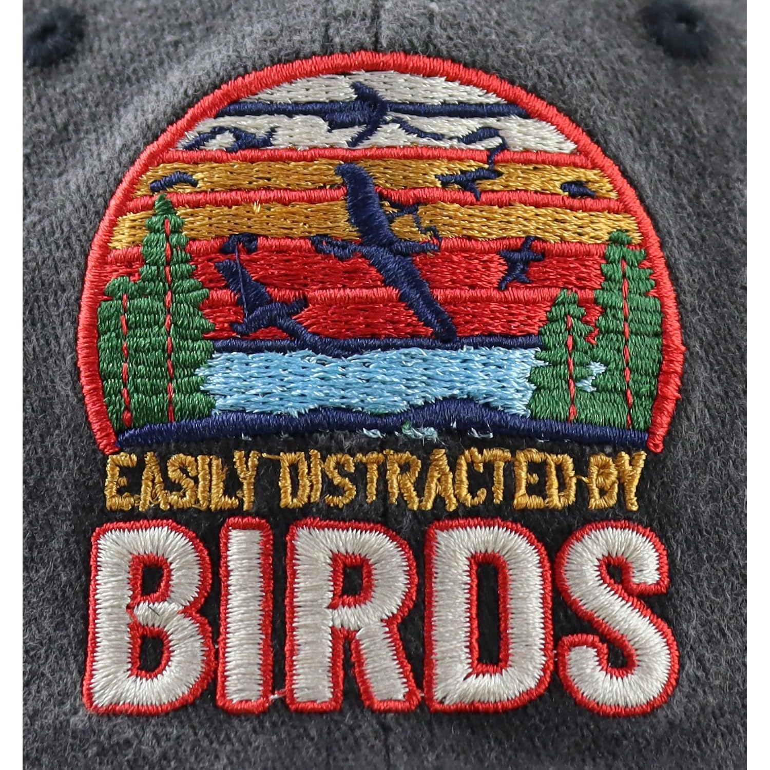 Easily Distracted By Birds Hats For Men Women, Adjustable Cotton Embroidered Birds Watchers Baseball Cap