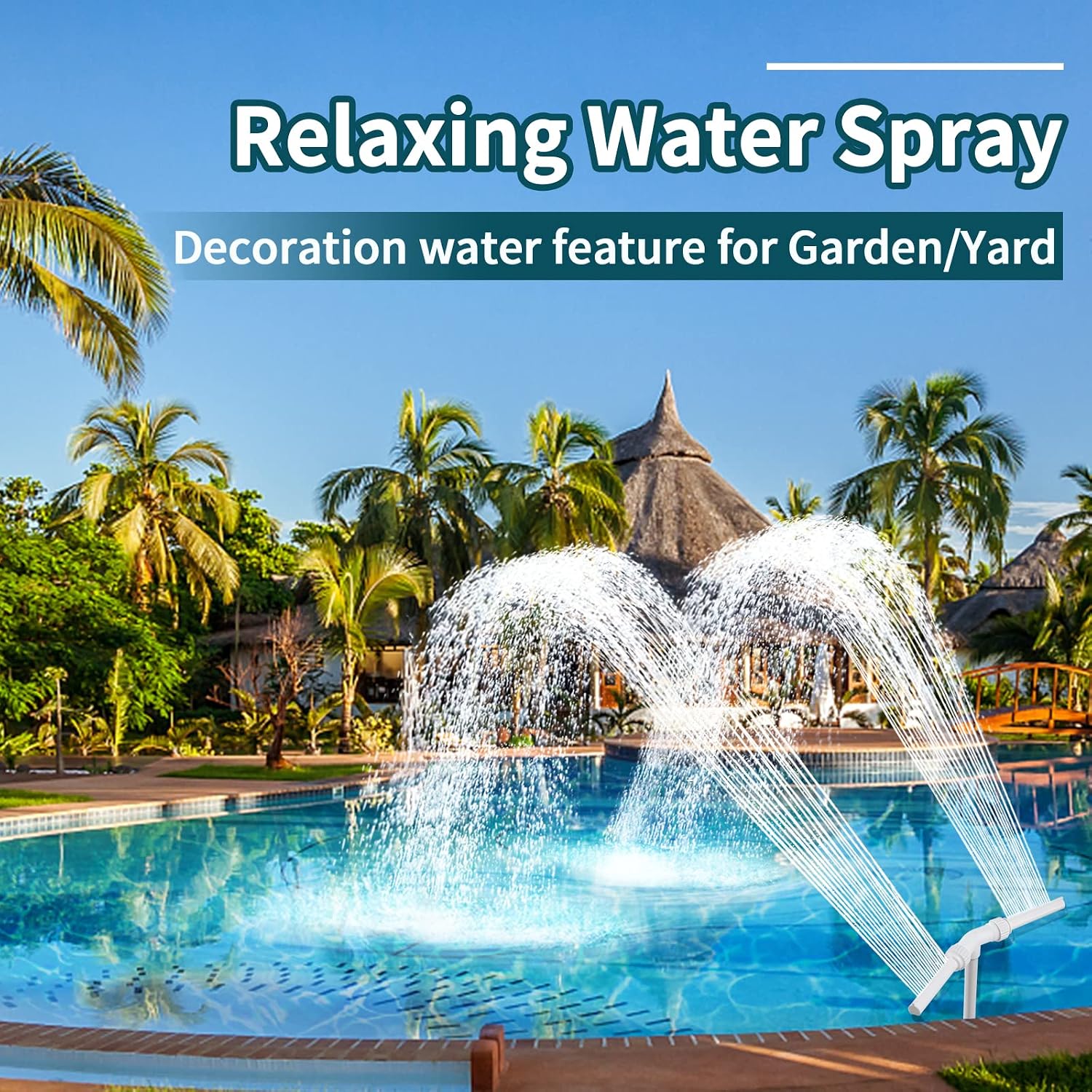 Water-Fountain Dual Spray Swimming-Pool-Accessories - Upgrade Above/Inground Waterfall Cooler, Adjustable 2 In 1 Nozzle, High Pressure Pond Aerator, Garden Sprinkle Feature Outdoor Décor