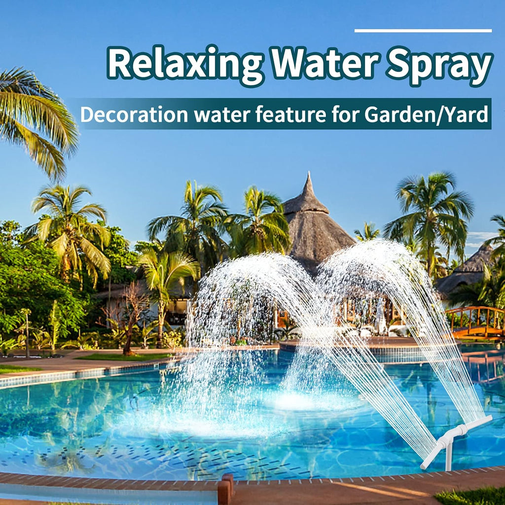 Water-Fountain Dual Spray Swimming-Pool-Accessories - Upgrade Above/Inground Waterfall Cooler, Adjustable 2 In 1 Nozzle, High Pressure Pond Aerator, Garden Sprinkle Feature Outdoor Décor