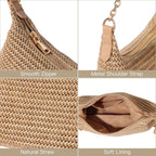 GOLDTIMO Women's Straw Woven Beach Bag Summer Vacation Shoulder Purse