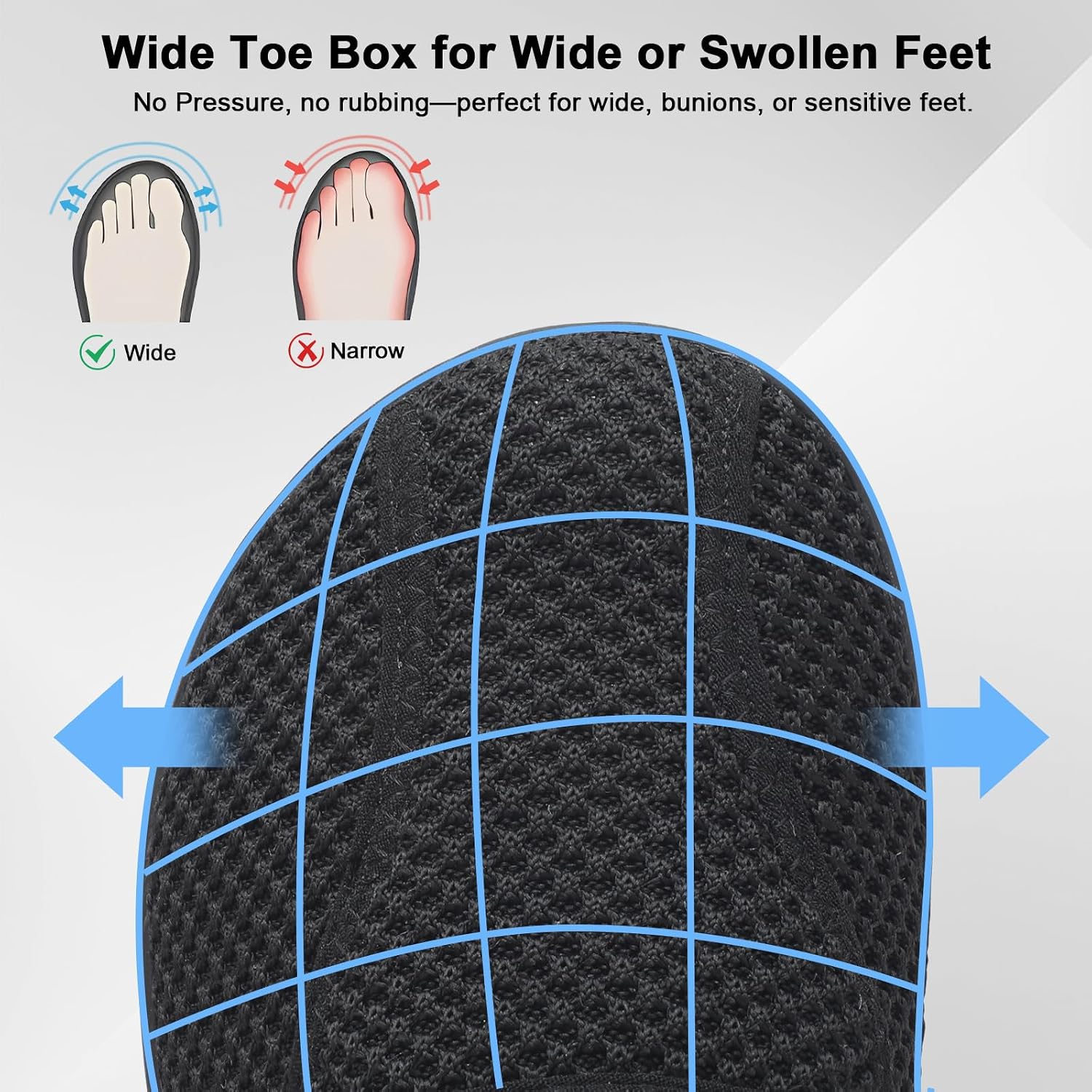 Joinfree Walking Shoes Women & Men Wide Toe Box Zero Drop | Diabetic Friendly Adjustable Upper Non Slip Grip Breathable Comfort Swollen Feet Pregnancy Elderly