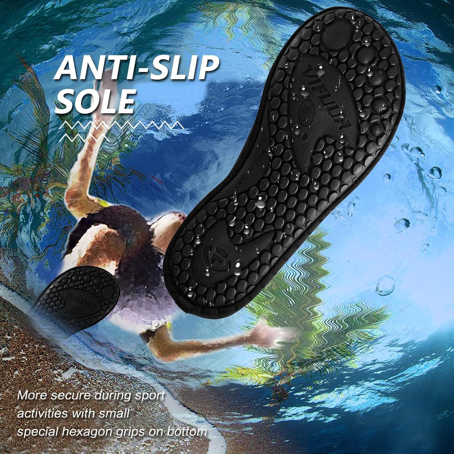 Vifuur Water Sports Shoes Barefoot Quick-Dry Aqua Yoga Socks Slip-On For Men Women