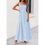 Prettygarden Women'S Maxi Dress Summer Striped Sundress 2026 Spring Smocked A Line Long Flowy Beach Vacation Party Dresses