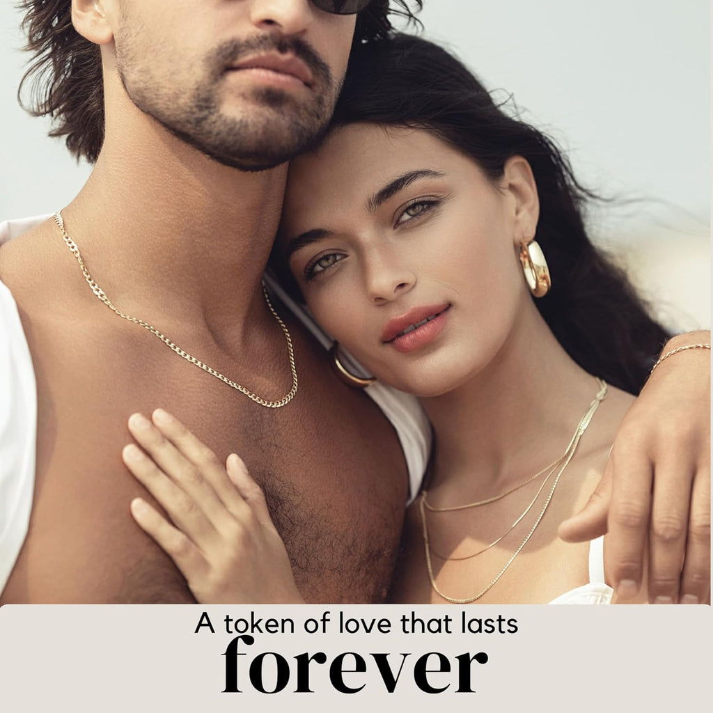KISPER Italian 18K Gold Plated 925 Sterling Silver Diamond Cut Box Link Chain Necklace – for Women & Men with Spring Ring Clasp – Made in Italy
