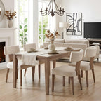 Mid Century Modern Dining Chairs Set Of 4, Upholstered Linen Kitchen & Dining Room Chairs With Ergonomic Curved Backrest, Solid Wood Legs, Farmhouse Accent Chair For Home, Apartment, Beige