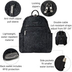 Baggallini Securtex® Anti-Theft Vacation Travel Backpack 10X13 Slash-Resistant Nylon Daypack W/Rfid, Midnight Blossom
