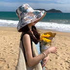 HUAMULAN Women Wide Brim Summer Sun Hat Wired Edge Beach Bucket Fishing Hats Reversible Foldable Travel UV Protection