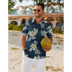 Coofandy Mens Hawaiian Shirt Short Sleeve Button Down Shirts Tropical Floral Summer Beach Shirts