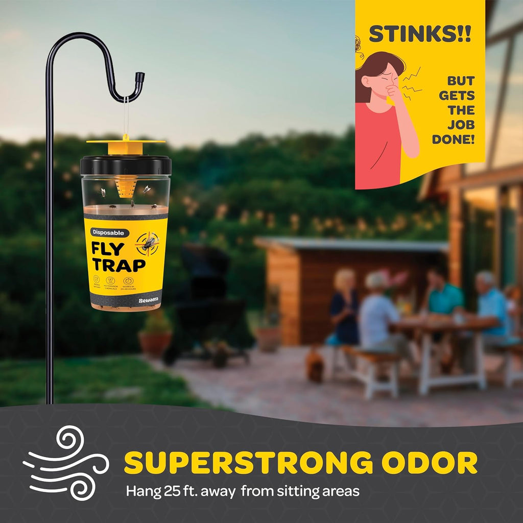 Outdoor Fly Trap [Set Of 2] Fly Traps With Dissolvable Non-Toxic Bait - Fly Repellent For Outdoor Use Only - Controls Flies For Patios, Barns, Ranches Etc. Hanging Fly Traps With Tie Included