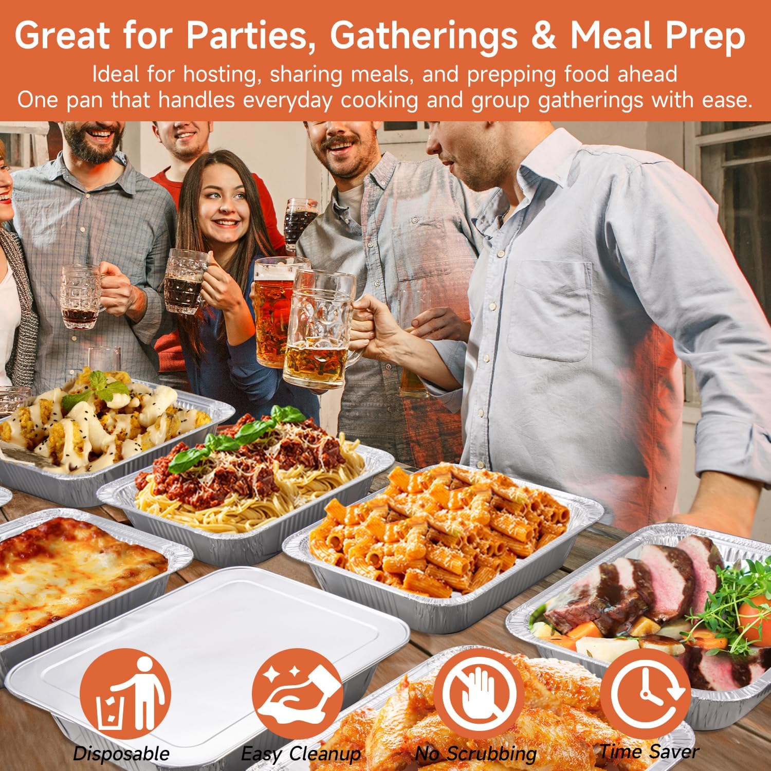 9x13 Aluminum Pans (30 Pack) – Disposable Half Size Aluminum Foil Pans for Cooking, Baking, Meal Prep, Parties & Food Storage