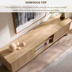 Okd 70" Mid Century Modern Fluted Tv Stand W/ 2 Soft Close Door,Natural Oak | Entertainment Center, Sideboard, Media Console For Living Room With Adjustable Shelves