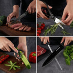 Kitchen Knife Set with Block, 19 PCS High Carbon Stainless Steel Sharp includes Serrated Steak Knives Set, Chef Knives, Bread Knife, Scissor, Sharpener, all in one