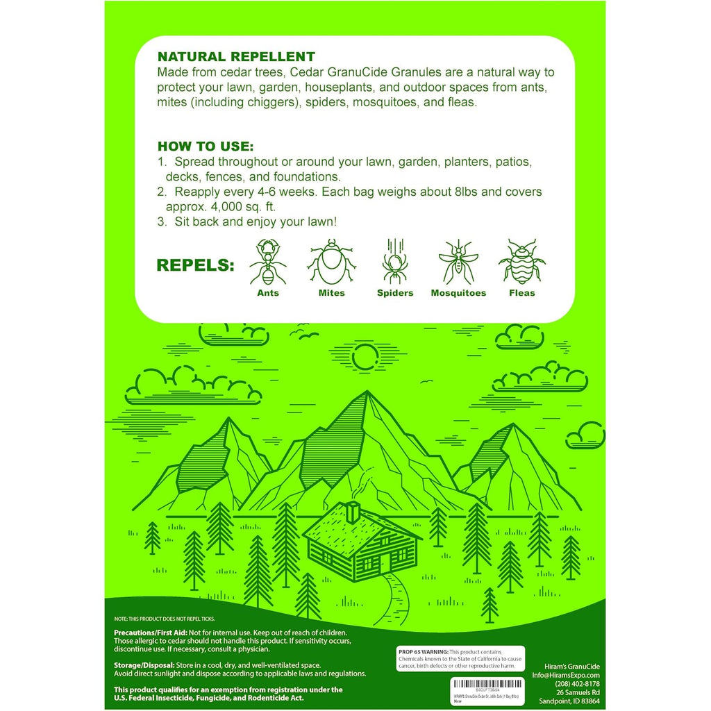 Granucide Cedar Granules | Cedar Chips For Home & Garden | Repels Ants, Aphids, Spiders, Mosquitos | Smells Great & Easy To Use | 1 Bag (8 Lbs)