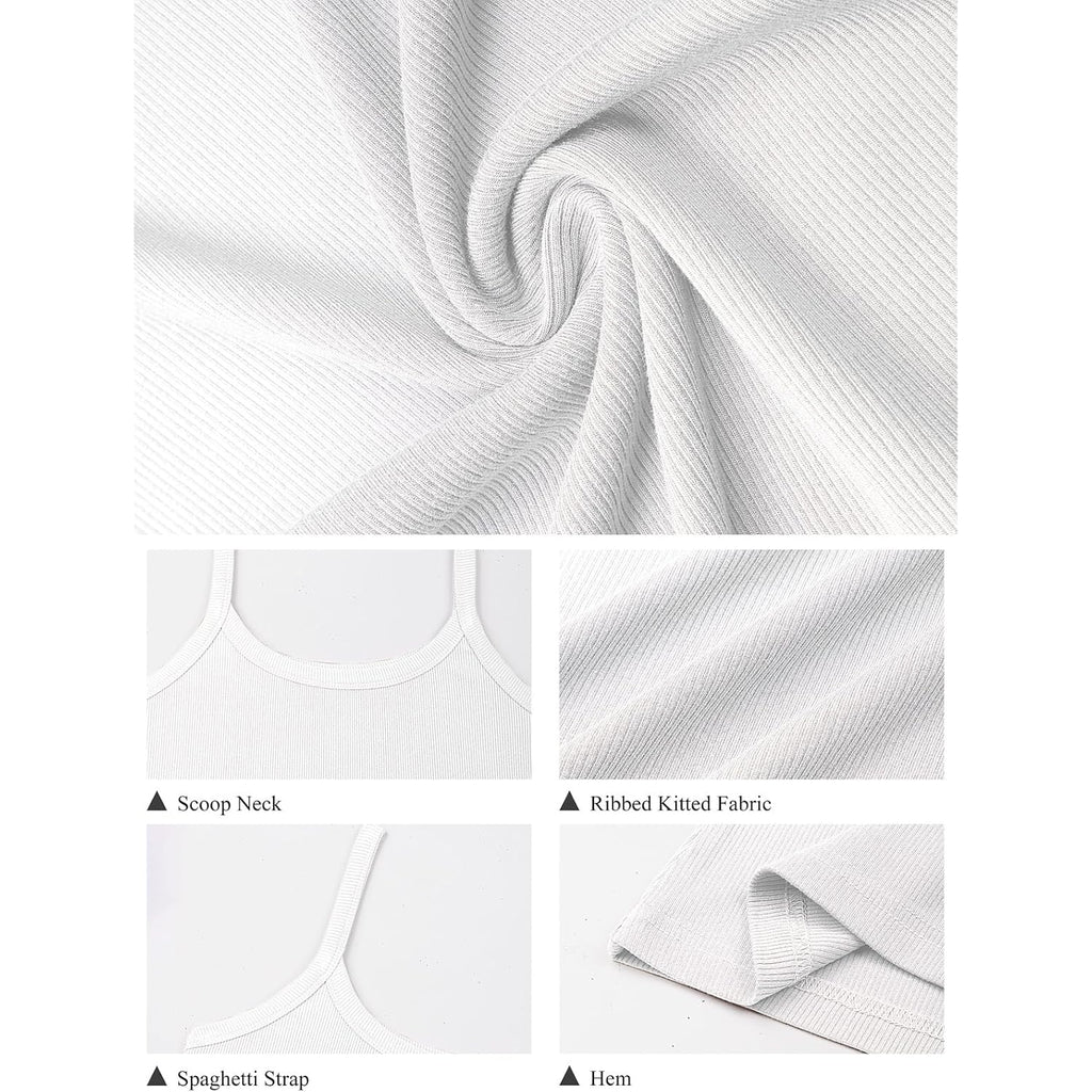 GKBK Womens Sleeveless Tank Top Form Fitting Spaghetti Strap Scoop Neck Ribbed Knit Basic Cami Layering Shirts