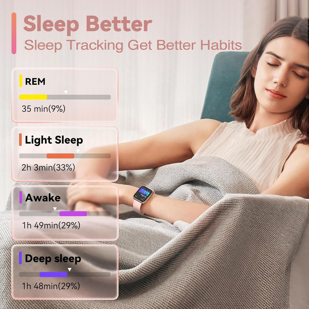 Smart Watches for Women, Alexa Built-in Fitness Watch with 1.8" LCD Screen & Bluetooth Call (Make/Answer), Heart Rate/SpO2/Sleep Monitor, 100 Sports, IP68 Waterproof Smartwatch for Apple Android