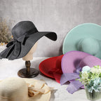 12 Pcs Women'S Wide Brim Straw Hats Floppy Sun Hat Panama Fedora For Tea Party Foldable Sun Visors Summer Beach Cap