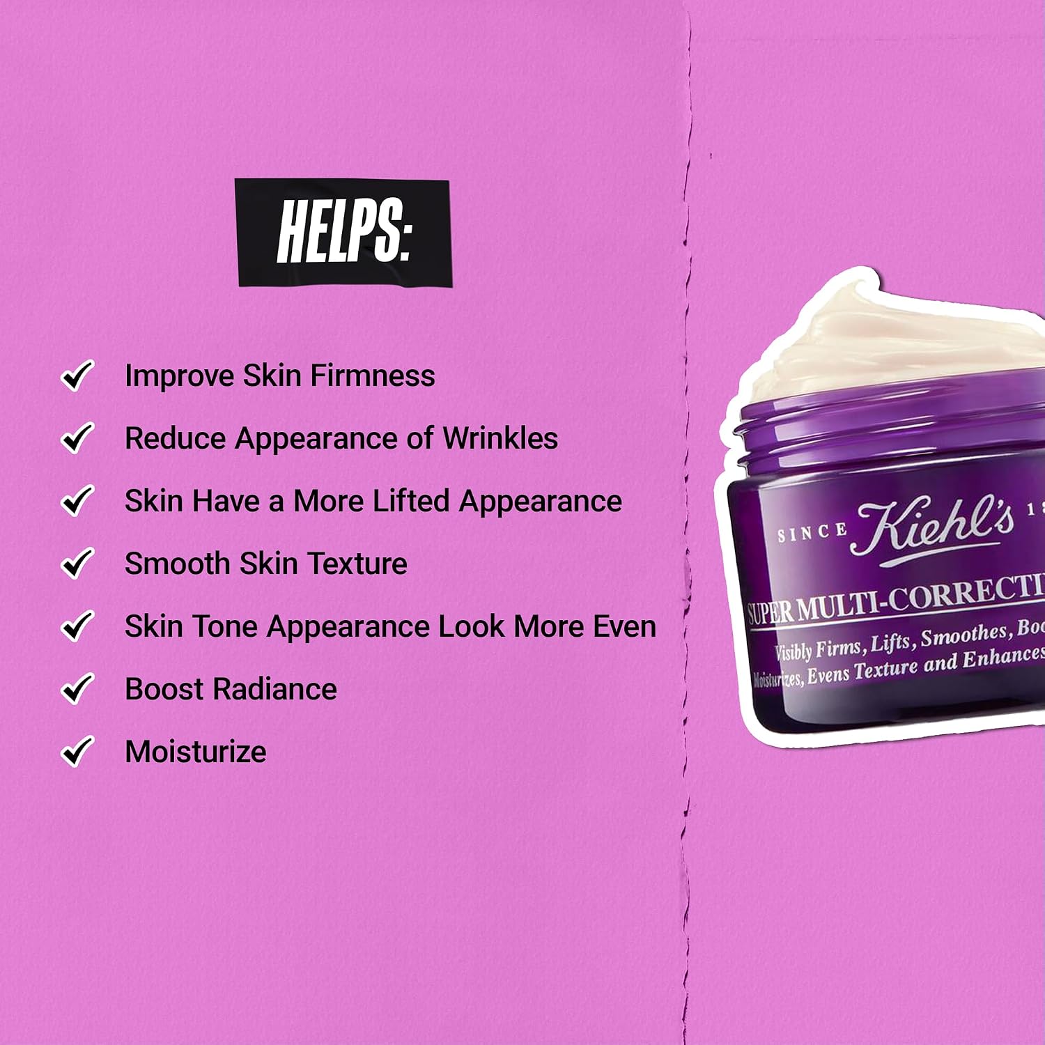 Kiehl'S Super Multi-Corrective Cream, Anti-Aging Wrinkle Reducing Face And Neck Cream, Evens Skin Tone, Smooths Skin Texture, Fast-Absorbing And Lightweight, For All Skin Types, Paraben-Free