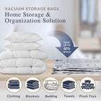 8 Pack Vacuum Storage Bags – 4 Xxl & 4 Jumbo Vacuum Seal Bags For Blankets, Comforters, Clothing & Bedding - Space Saver Compression Bags