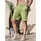 Comdecevis Men'S Linen Shorts Casual Elastic Waist Drawstring Summer Beach Vacation Yoga Golf Shorts With Pockets