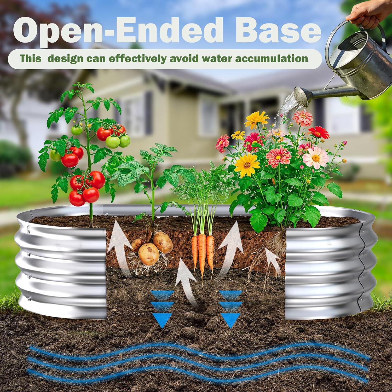 Galvanized Raised Garden Bed Outdoor, 4X2X1Ft(2Pack) Metal Heavy Duty Planter Boxes For Gardening, Easy Assemble Bottomless Small Oval Plant Container Kit For Vegetable, Flower, Fruit, Silver