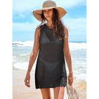 Anrabess Womens Swimsuit Cover Up Sleeveless Knit 2026 Summer Outfits Swimwear Bathing Suit Coverup Crochet Beach Dress
