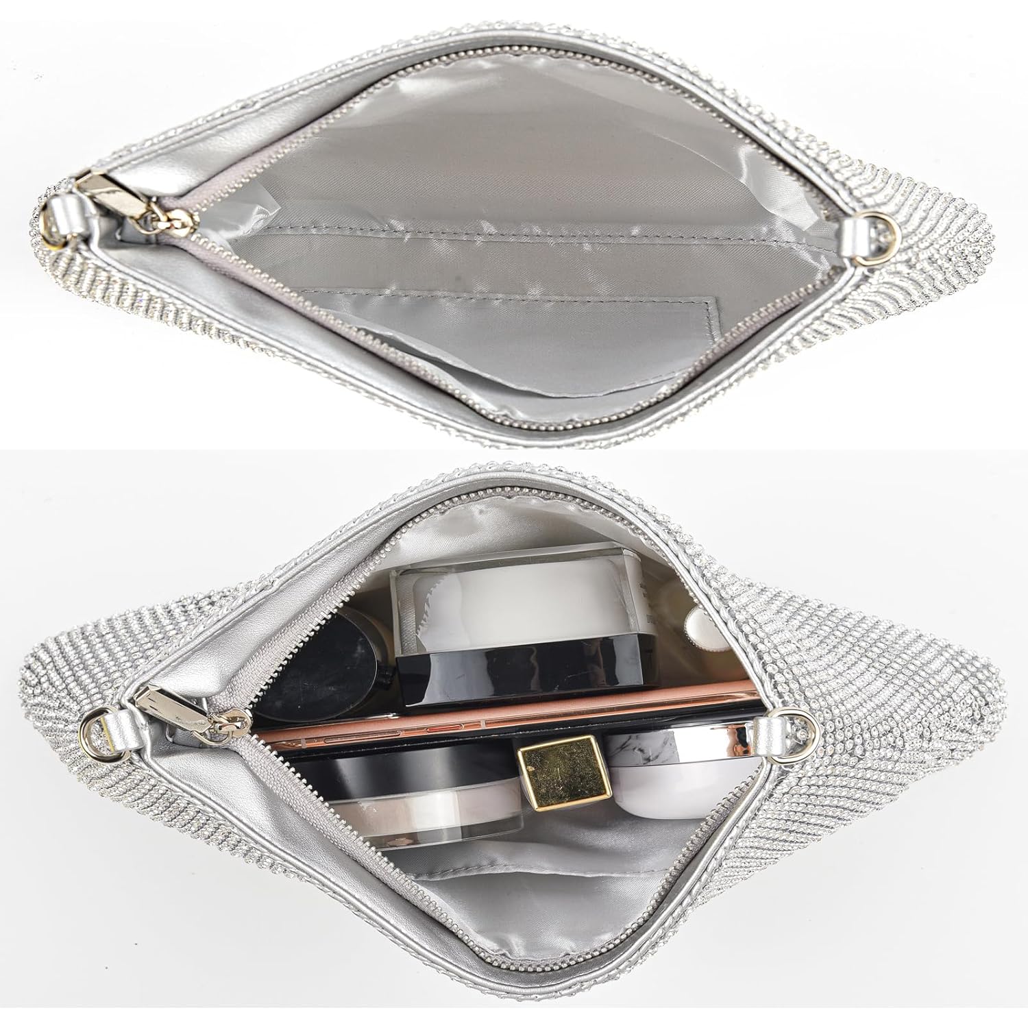 Valleycomfy Bling Evening Clutch Bag for Women Lady Girl Bride Rhinestone Purse For Prom Cocktail Party Wedding Engagement