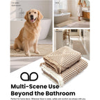 Waffle Bath Mat Set, Non Slip Bathroom Rugs Sets 2 Piece, Ultra Absorbent Long Bath Rug Runner For Bathroom Boho Chic Decor, Machine Washable Floor Mats, Brown & White, 20"×47" Plus 18"×30"