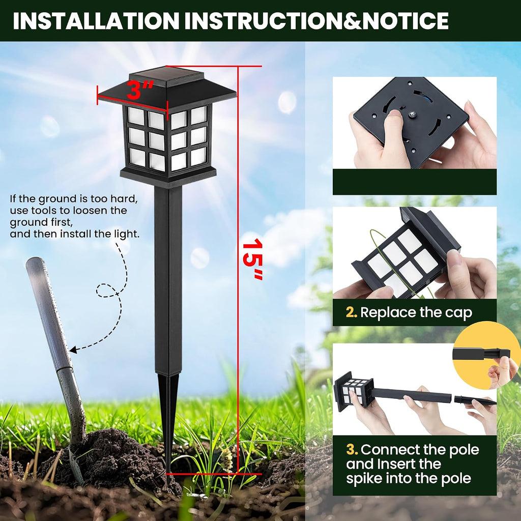 Gigalumi Solar Lights Outdoor Waterproof 12 Pack, Led Garden Decor | Warm White Led Solar Garden Lights Outdoor Decor, 8 Hours Of Landscape Lighting For Garden, House Decor