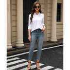 Women's Stain Shield Dress Shirts Wrinkle Free Long Sleeve Shirts Solid Work Business Button Down Shirts