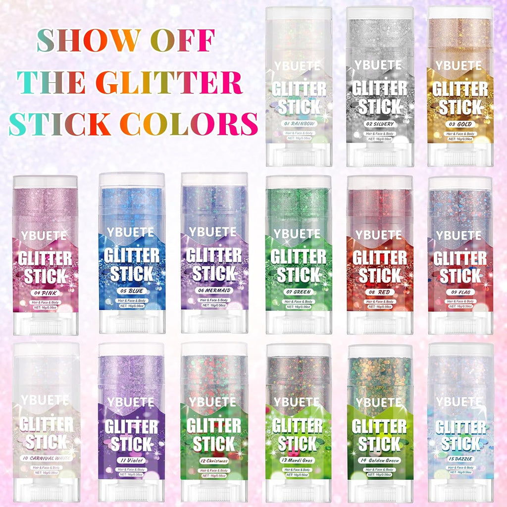 Ybuete Dazzle Face And Body Glitter Stick For Sparkling Makeup, Hair Glitter Accessories For Women, Highlighting Stick For Fairy Dust Makeup, Cheerful Face Glitter For Festive Parties And Carnivals