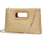 CHUNLI Chic Straw Clutch Purses for Women with Top Handle Summer Bag, Ideal Vacation Handbags and Woven Boho Beach Bags