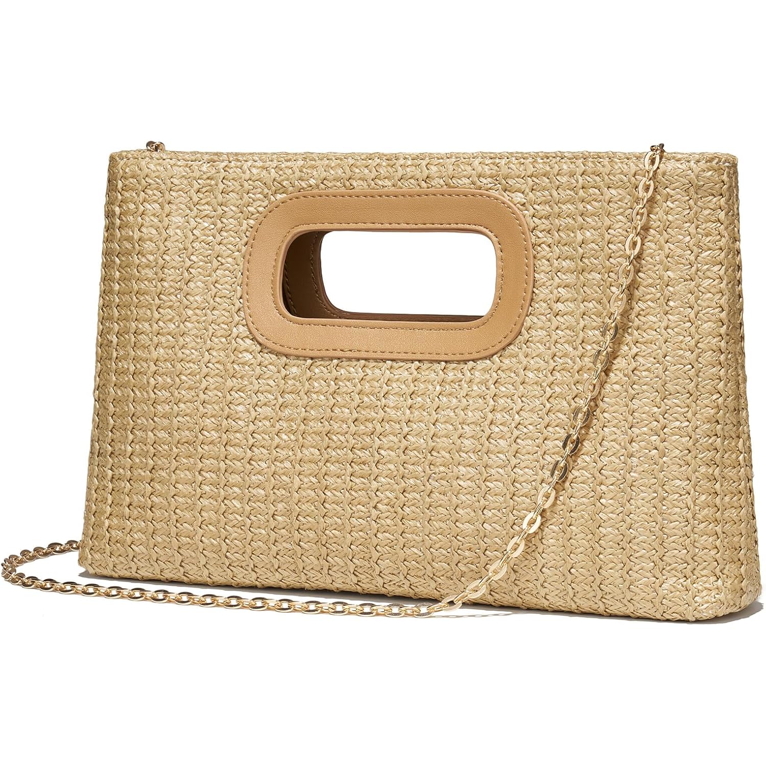 CHUNLI Chic Straw Clutch Purses for Women with Top Handle Summer Bag, Ideal Vacation Handbags and Woven Boho Beach Bags