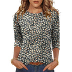 Lomon 3/4 Length Sleeve Womens Tops Casual Crewneck Pullover Tunics Summer Cute Blouses Fashion 2026