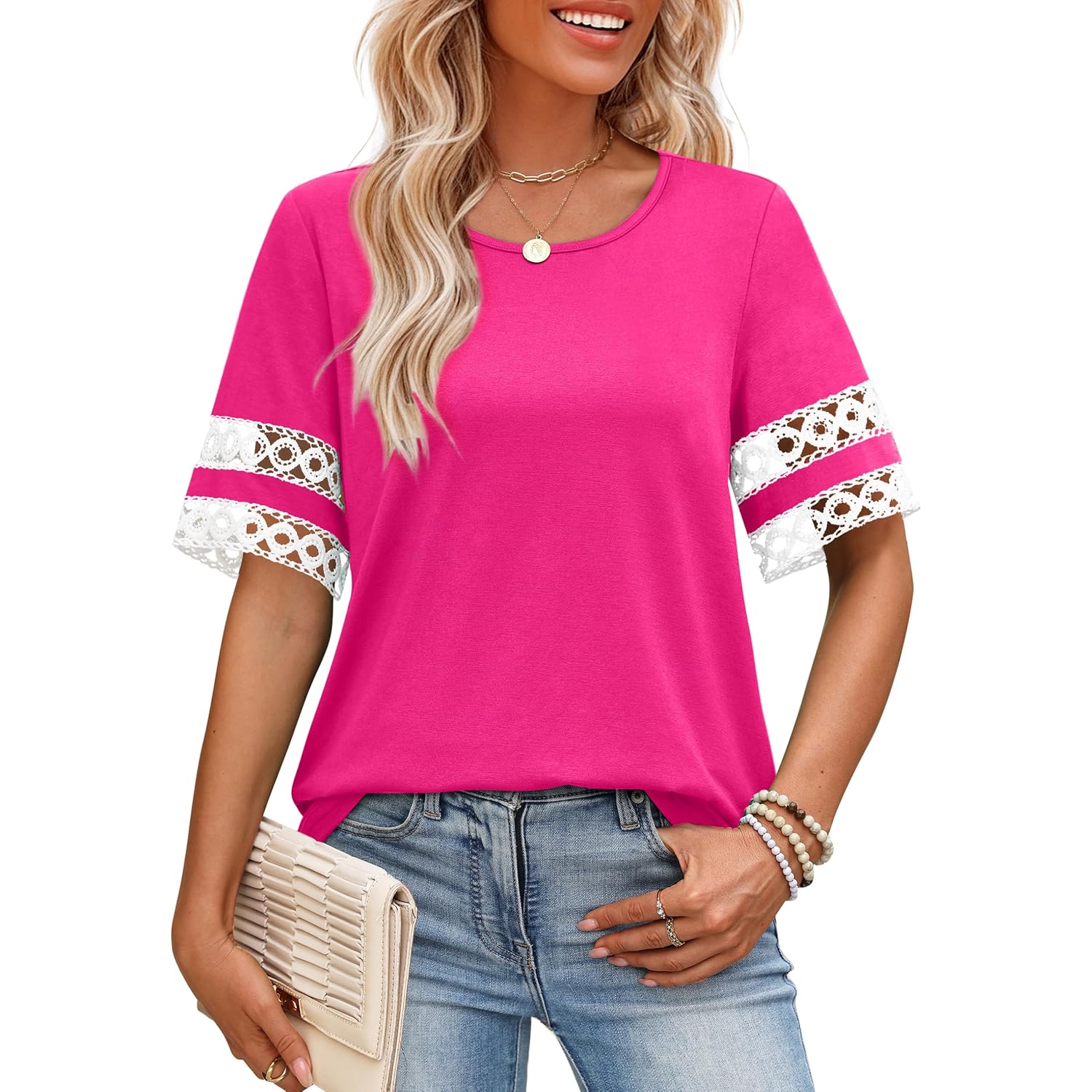 Xieerduo Women Blouses Dressy Casual Summer Tops Color Block Short Sleeve Shirts Fashion Business Casual Outfits