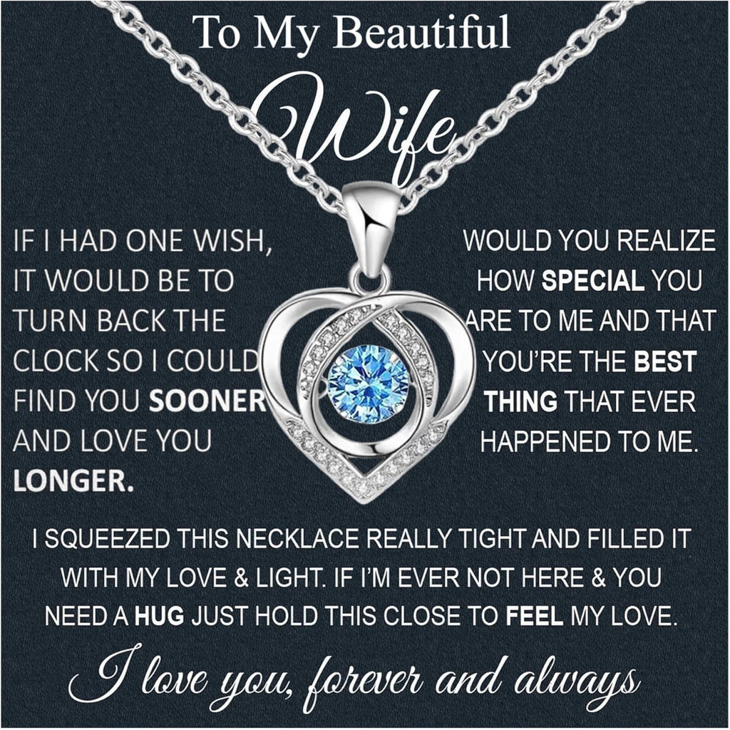 Wife Necklace From Husband To My Wife Necklace Soulmate Necklace For Women Future Wife Jewelry Birthday Christmas Valentine's gifts For Girlfriend Message Card & LED Box