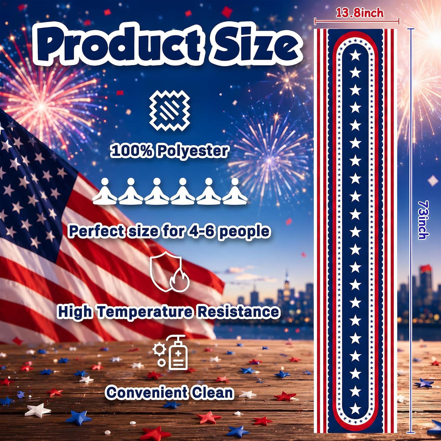 OHOME 4th of July Decorations - Patriotic USA Stars Table Runner for Home | Memorial Day Decorations - Fourth of July Accessories Decor Party Supplies Indoor Outdoor - 250 Anniversary USA Merchandise
