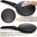 Moss & Stone Black Electric Crepe Maker, 8" Portable Nonstick Crepe Pan | Nonstick Dipping Plate, Auto Shut-Off, On/Off Switch, Even Heating, Automatic Temperature Control, Compact Design