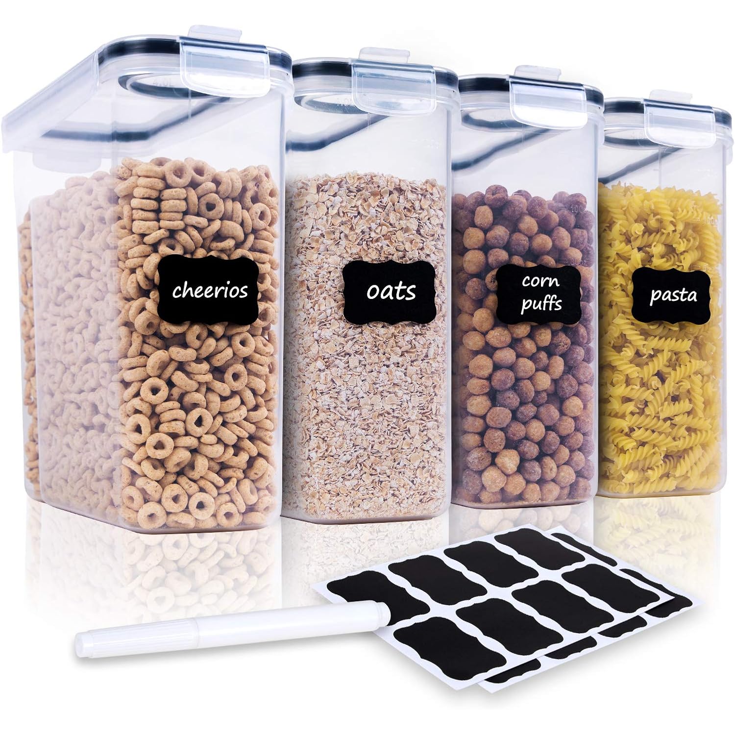 Fooyoo Cereal Containers Storage Set - 4 Piece Airtight Large Food Storage Containers(135.2Oz), Bpa Free Dispenser Plastic Cereal Storage Containers