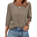 Ofeefan Womens Tops 3/4 Sleeve With Buttons Dressy Casual Blouses Summer Outfits Beach Vacation Plus Size Spring Clothes