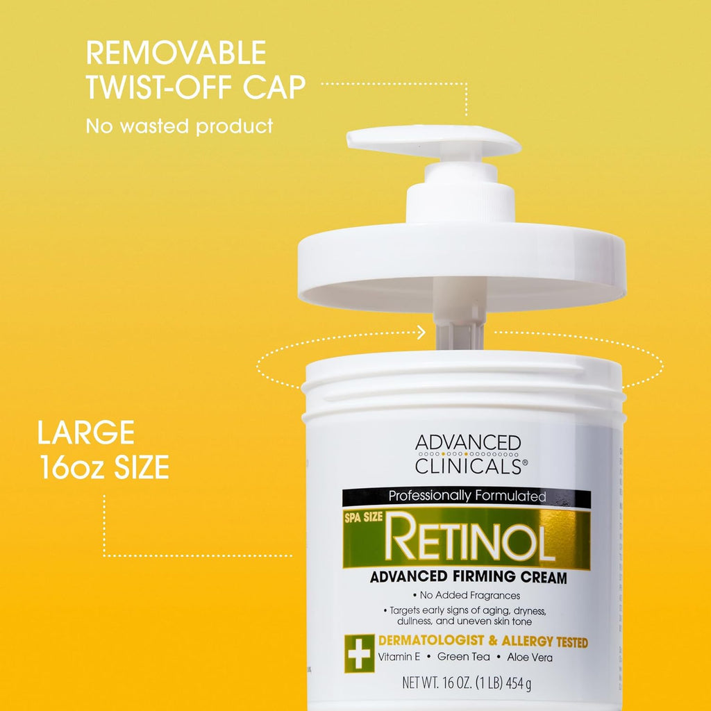 Advanced Clinicals Retinol Body Lotion & Face Moisturizer | Anti Aging Skin Care Retinol Body Cream For Women & Men Improves Appearance Of Fine Lines, Wrinkles, & Look Of Crepey Skin, W/Travel Size