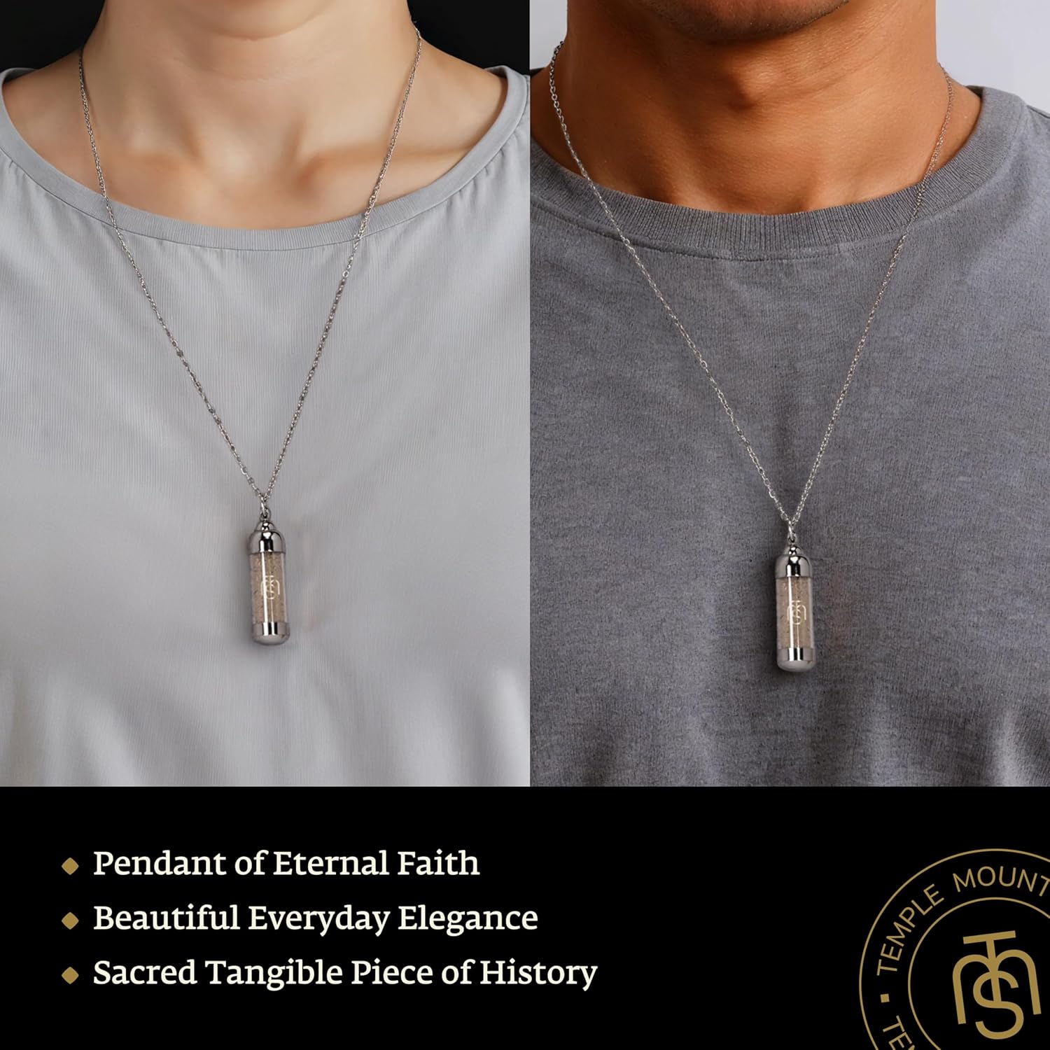 Authentic Temple Mount Christian Necklace for Women & Men – Expert-Certified Sacred Soil Jewelry, Rare Faith-Based Holy Land Soil Pendant from Jerusalem, Spiritual Religious Keepsake