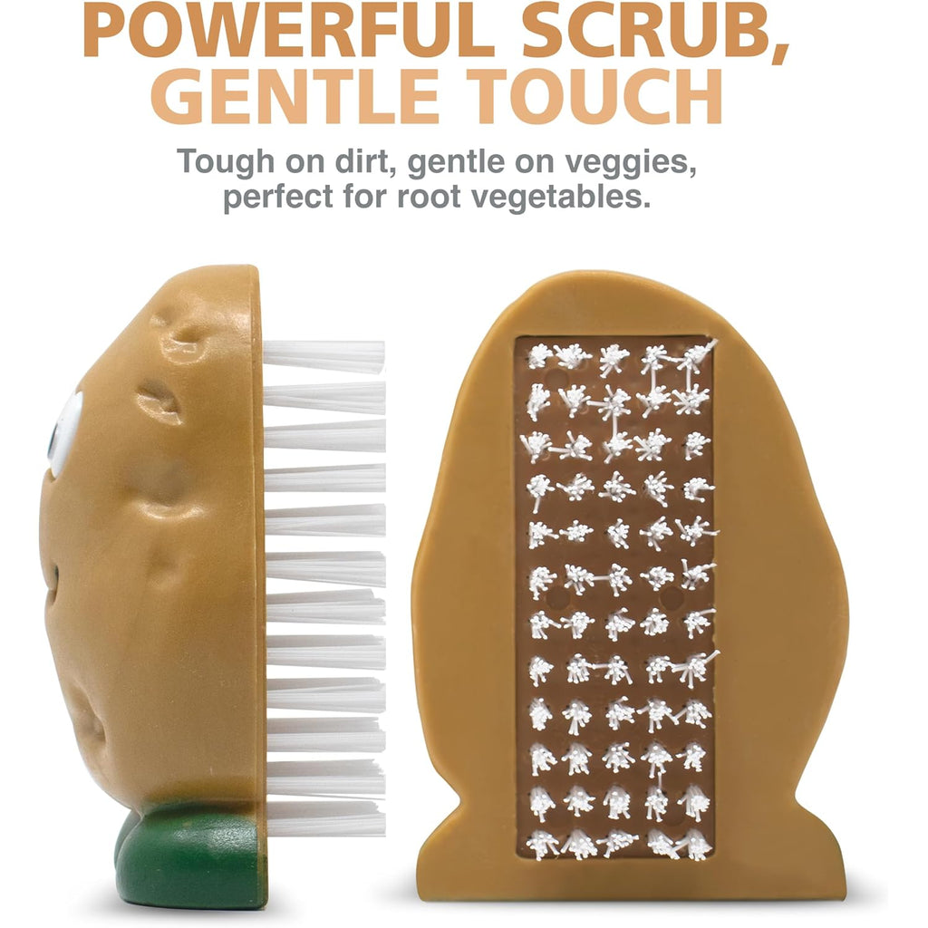 Joie Spud Dude Potato Brush, Compact Handheld Produce Scrubber, Cleans Vegetables And Fruits With Gentle Bristles